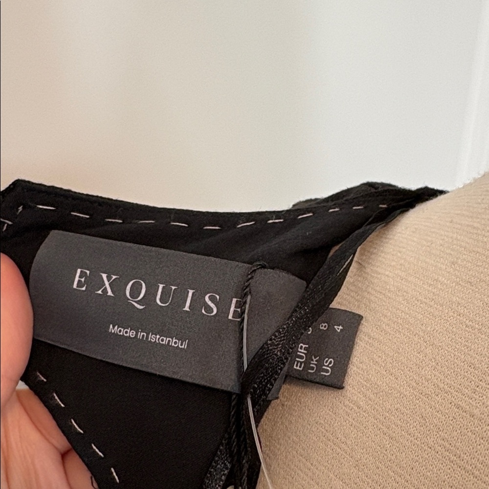 NEW EXQUISE Julieta dress in black Linen Embroidered Floral - Picture 12 of 12